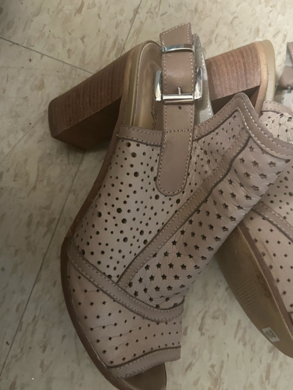 Italian Piampiani Chunky Heeled Booty Sandals With Soft Light Brown Leather